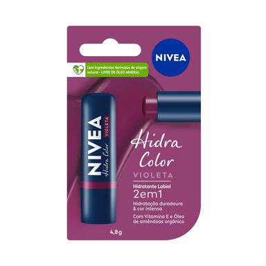 Hidratante Labial Nivea 2 Em 1 Hidra Color Violeta 4,8g