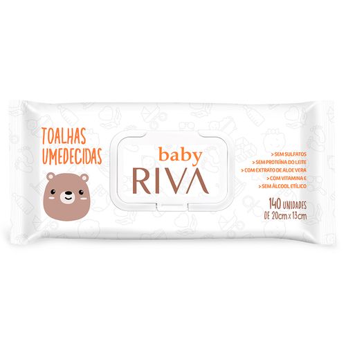Toalhas Umedecidas Riva Baby Flip Top Com 140 Unidades