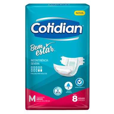 Fralda Geriátrica Cotidian Bem Estar M 8 Unidades