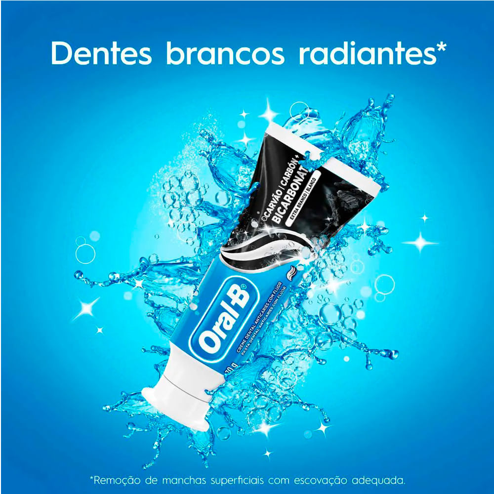 Creme Dental Oral B Carvão + Bicarbonato 70g - Lojas Rede