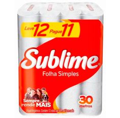 Papel Higiênico Sublime Neutro 30M Leve 12 Pague 11