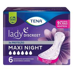 Absorvente Geriátrico Tena Lady Discreet Maxi Night Com 6 Unidades