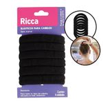 810567-1-Elasticos-Para-Cabelos-Ricca-Preto-Com-6-Unidades-Ref-2725