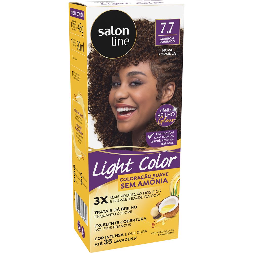 Encontraproduto.com.br - Tintura suave Light Color 7.7 Marrom Dourado Salon Line