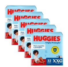Kit 5 Fralda Huggies Tripla Proteção Mega XXG - 160 Tiras