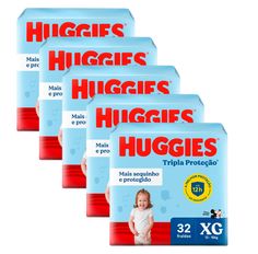 Kit 5 Fralda Huggies Tripla Proteção Mega XG - 160 Tiras