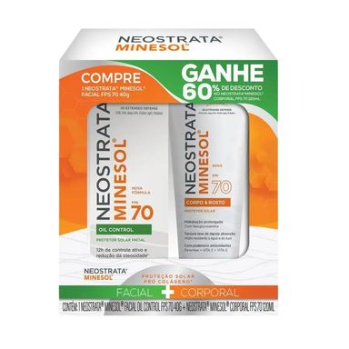 Kit Neostrata Minesol Protetor Solar Facial FPS 70 40g + Corporal FPS 70 120ml