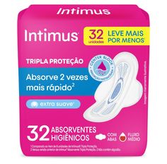 Absorvente Intimus Tripla Proteção Suave Com Abas - 32 Unidades