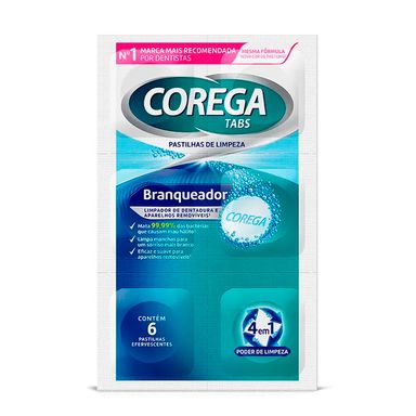 Pastilha Limpa Dentadura Corega Tabs Branqueadora Com 6 Unidades
