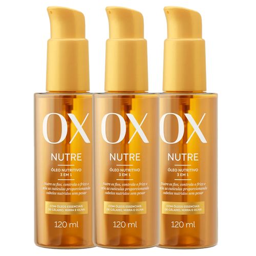 Kit Óleo Capilar Nutritivo OX Nutre 3 Em 1 120ml - 3 Unidades