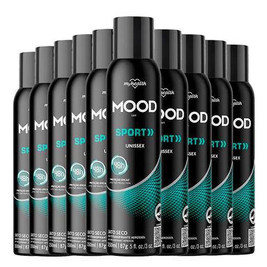 Kit Desodorante Antitranspirante Mood Sport Unissex Aerossol 150m - 10 Unidades