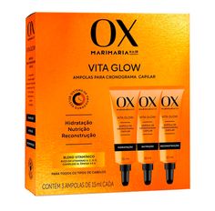 Kit 3 Ampolas Para Cronograma Capilar Ox Mari Maria Vita Glow 15ml