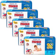 Kit 5 Fraldas Turma Da Mônica Mega P - 220 Tiras