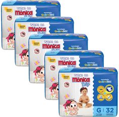Kit 5 Fraldas Turma Da Mônica Mega G - 160 Tiras