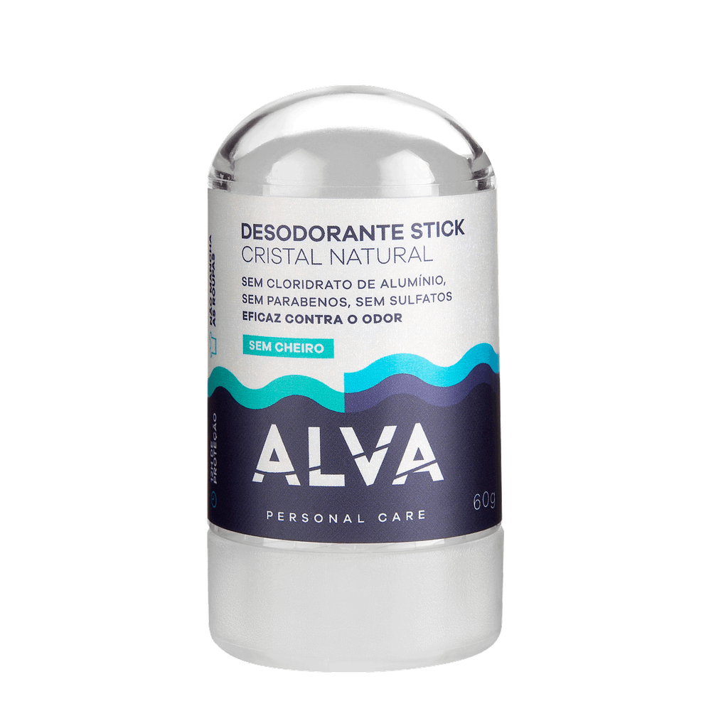 Alva Personal Care Cristal Natural Sem Cheiro - Desodorante Stick Vegano 60g