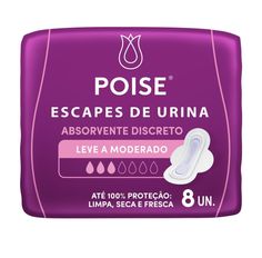 Absorvente Poise Discreto Leve a Moderado 8 Unidades