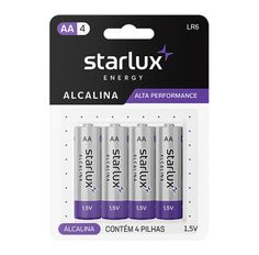 Pilha Starlux Energy Alcalina Palito Pequena AA4 - 4 Unidades