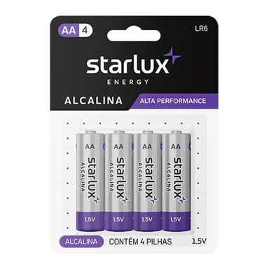 Pilha Starlux Energy Alcalina Palito Pequena AA4 - 4 Unidades
