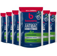 Kit Sabonete Líquido Antibacteriano Bozzano Fresh Refil 200ml - 6 Unidades