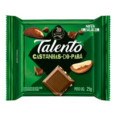 Chocolate Garoto Talento Ao Leite Com Castanhas-do-Pará 25g