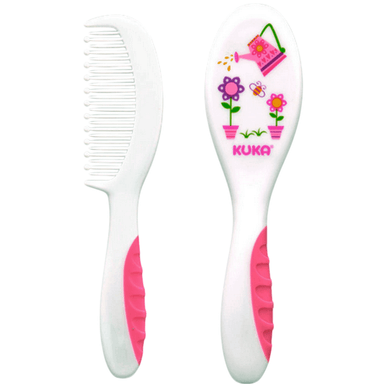 Kit Pente E Escova Kuka Soft Rosa