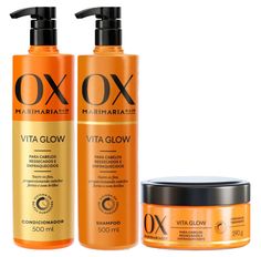 Kit OX Shampoo 500ml, Condicionador 500ml e Máscara 190ml Mari Maria Vita Glow