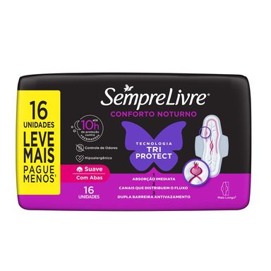 Absorvente Sempre Livre Adapt Plus Noite E Dia Com Abas 16 Unidades