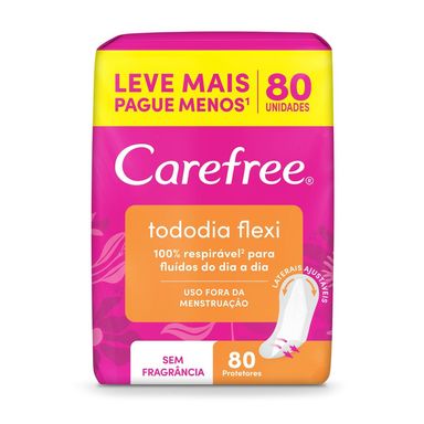 Protetor Diário Carefree Todo Dia Flexi Sem Perfume Leve 80 Pague 60