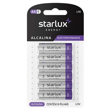 Pilha Starlux Energy Alcalina AA6 Pequena 6 Unidades