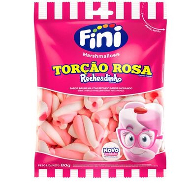 Marshmallow Fini Torção Rosa Recheadinho 80g