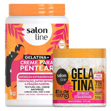 Kit Salon Line #todecacho Definição Extraordinária Creme para Pentear 1kg + Gelatina 550g