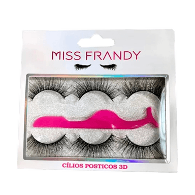 Kit Miss Frandy Cílios Postiços com 3 Pares e uma Pinça