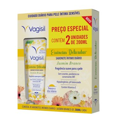 Kit Sabonete Íntimo Vagisil Essências Delicadas Jasmim Branco – 2 Unidades de 200ml