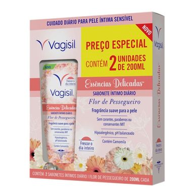 Kit Sabonete Íntimo Vagisil Essências Delicadas Flor de Pessegueiro – 2 Unidades de 200ml