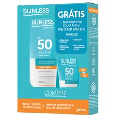 Kit Protetor Solar Sunless Toque Seco FPS 50 200g + Mini Protetor Solar Facial FPS 50 Sem Base 30g