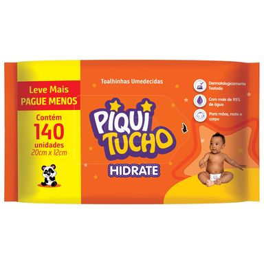 Toalhas Umedecidas Piquitucho Hidrate Com 140 Unidades