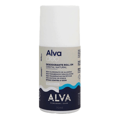 Alva Personal Care Deo Cristal Natural Sem Perfume - Desodorante Roll On Vegano 70ml