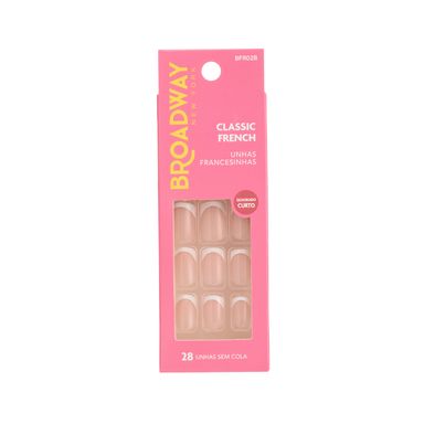 Unhas Postiças Kiss New York Broadway Quadrado Curto Classic French