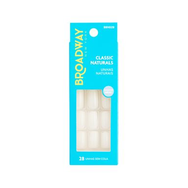 Unhas Postiças Kiss New York Broadway Quadrado Médio Classic Naturals