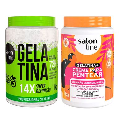 Kit Salon Line Gelatina To De Cacho + Creme De Pentear Gelatina Salon Line Definição Extraordinária 1Kg