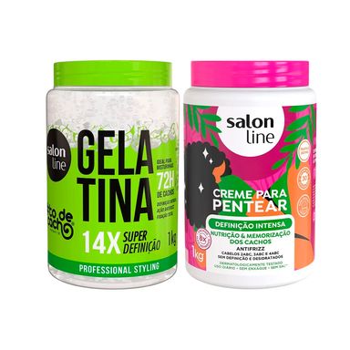 Kit Salon Line Gelatina To De Cacho + Creme Para Pentear Salon Line Definição Intensa 1Kg