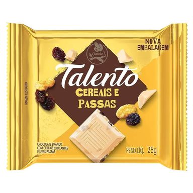 Chocolate Talento Cereais e Passas 25g