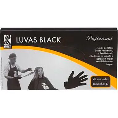 Luvas Descartável Marco Boni Preta G 20 Unidades
