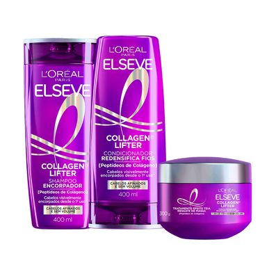 Kit Elseve Shampoo 400ml + Condicionador 400ml + Máscara Capilar 300g Colágeno Lifter