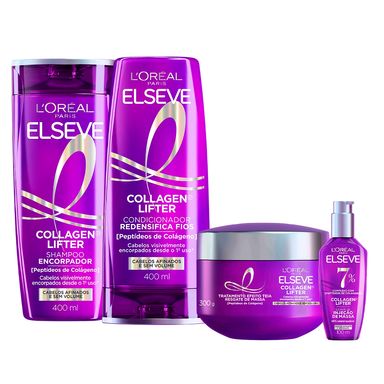 Kit Elseve Shampoo + Condicionador + Máscara Capilar + Leave-In Colágeno Lifter