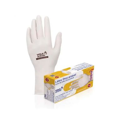 Luva De Látex Descartável Volk Com Amido P Com 100 Unidades