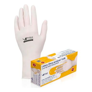 Luva De Látex Descartável Volk Com Amido M Com 100 Unidades