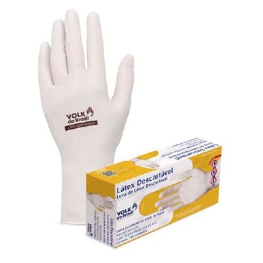 Luva De Látex Descartável Volk Com Amido G Com 100 Unidades