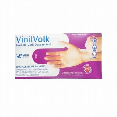 Luva De Vinil Descartável Volk Com Amido G Com 100 Unidades