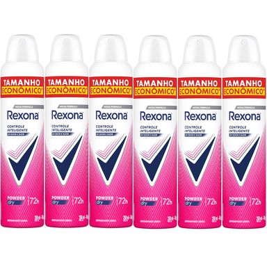 Kit Desodorante Antitranspirante Aerosol Rexona Powder Dry 72 horas 250ml - 6 Unidades